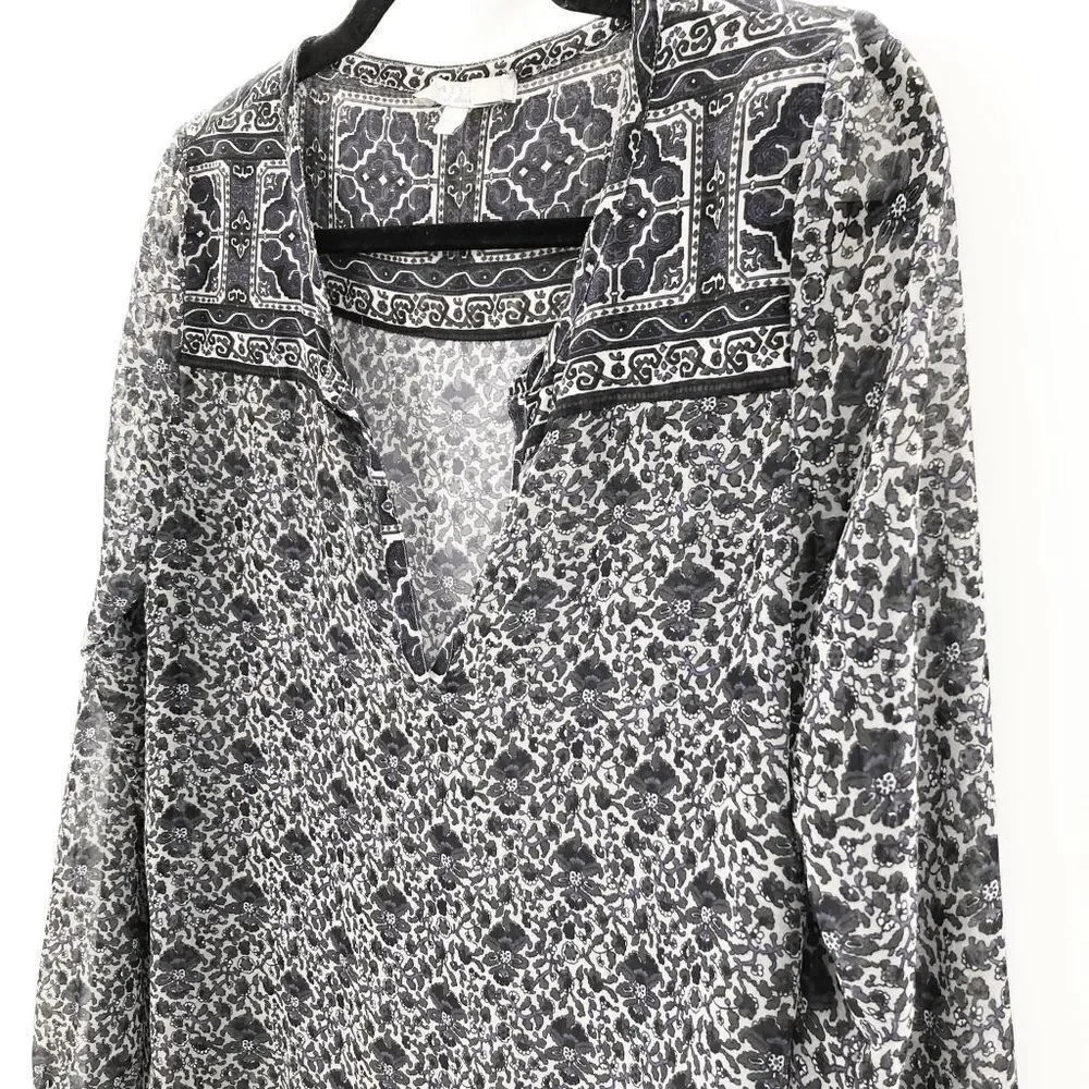 Calypso St Barth Women's Black Purple Sheer Long Sleeve Blouse Size XS - Picture 4 of 7